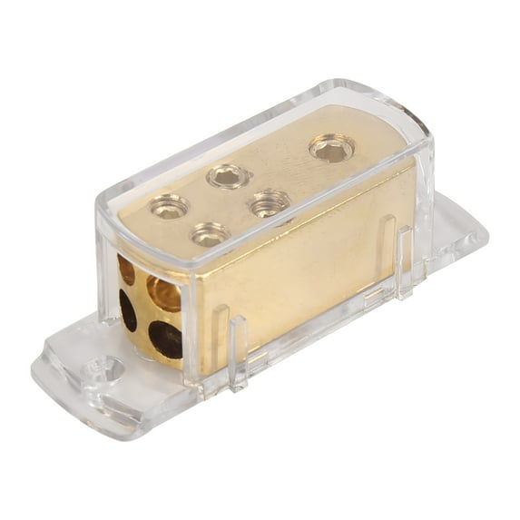 Unique Bargains Gold 4 Way Cable Splitter Block Ground Distribution Connector Holder for Car Audio