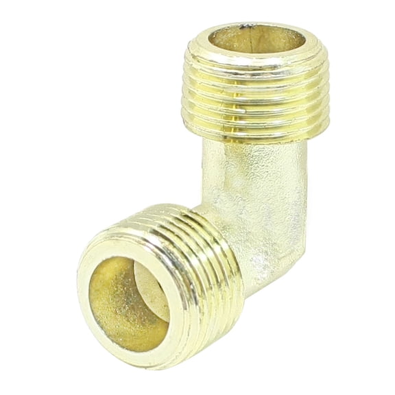 Unique Bargains Gold Tone Air Compressor Fittings Brass 3/8BSP Male Thread Elbow