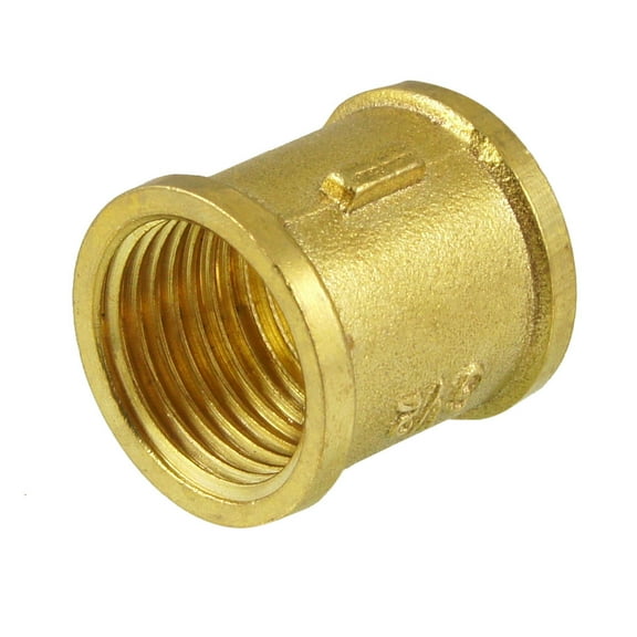 Unique Bargains Gold Tone Brass Pipe Fitting G 1/2" Female Thread Straight Coupling Connector
