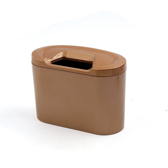 Unique Bargains Gold Tone Plastic Portable Auto Car Trash Rubbish Can Garbage Dust Case Box Bin