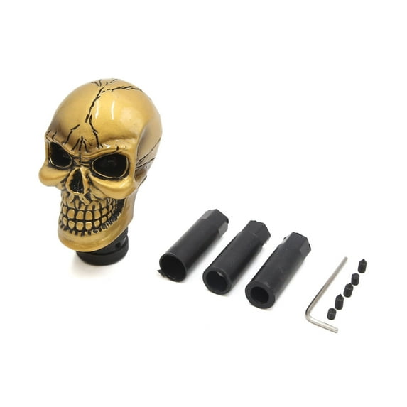 Unique Bargains Gold Tone Skull Head Shaped Car Truck Manual Stick Gear Shift Knob Lever Shifter