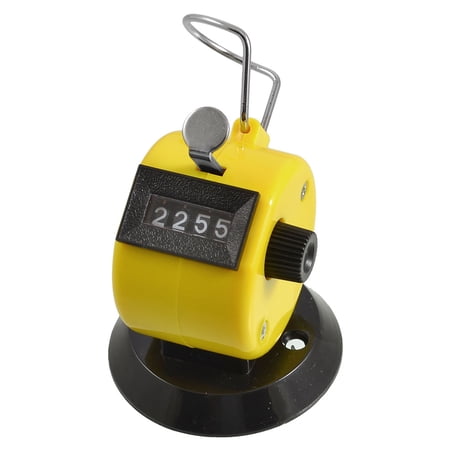 Unique Bargains Golf Pitch 4 Digit Number Clicker Hand Held Tally Counter Black Yellow