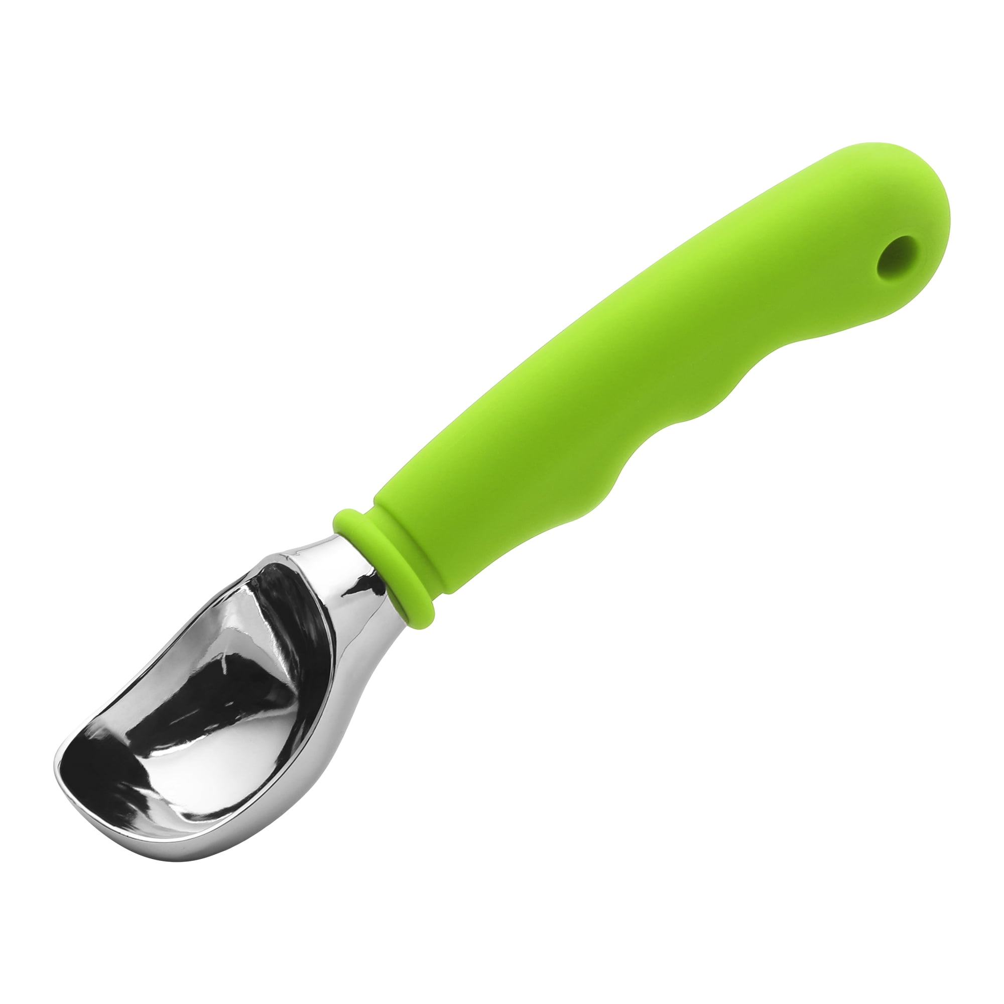 Unique Bargains Good-Quality Stainless Steel Ice Cream Scoop with Handle Green 7in