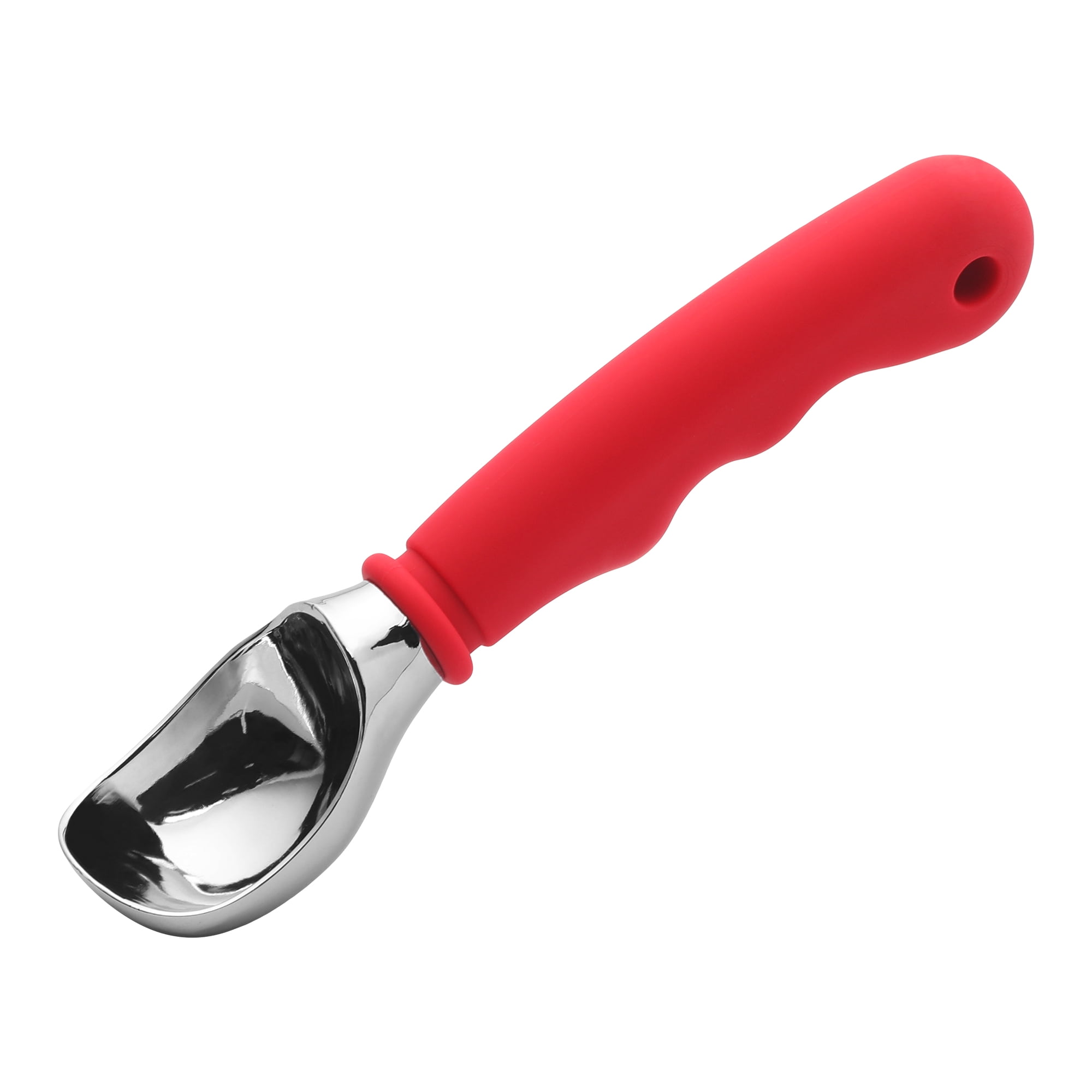 Unique Bargains Good-Quality Stainless Steel Ice Cream Scoop with Handle Red 7in