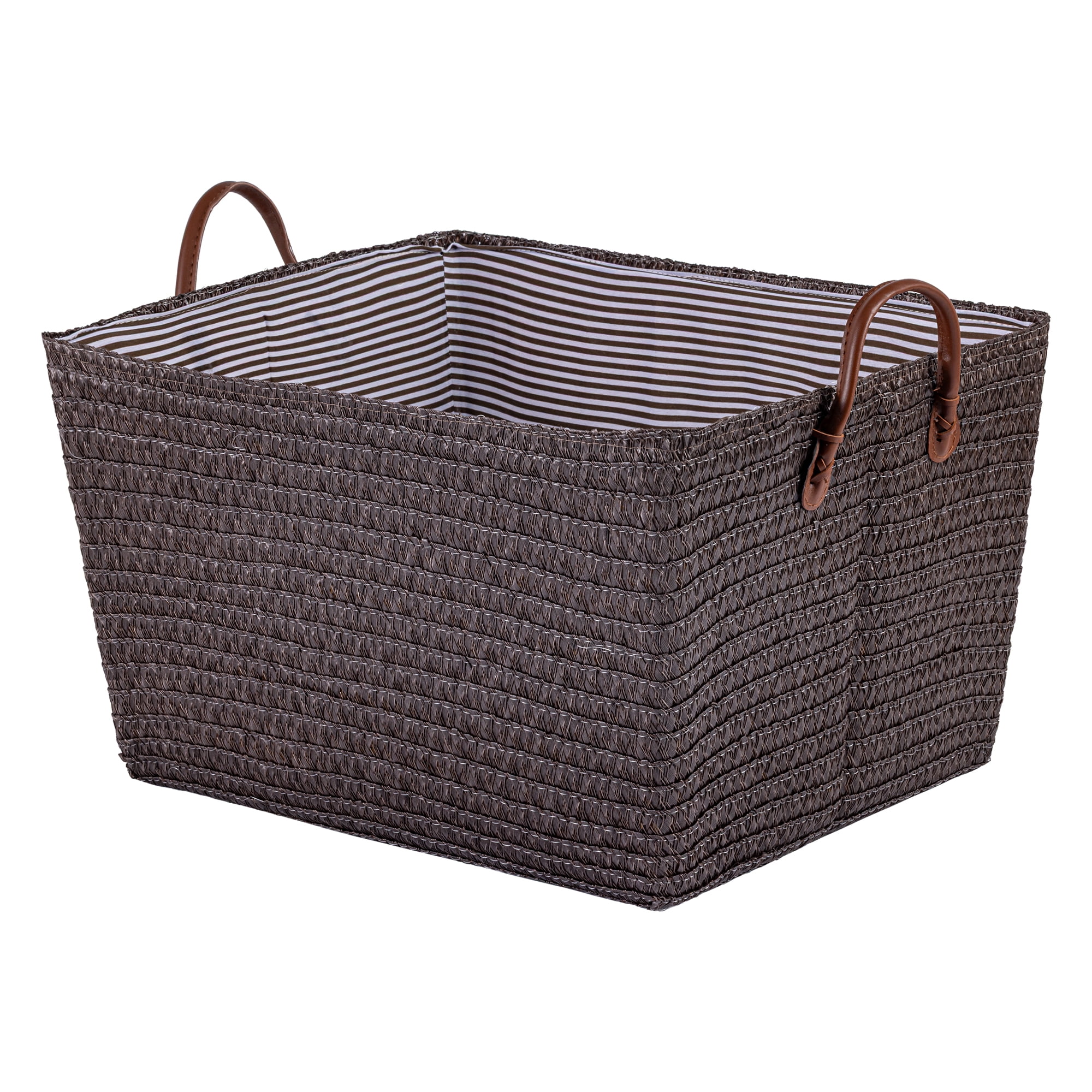 Unique Bargains Good-quality Woven Shelf Closet Storage Bin Brown 17.7*13.8*9.8in