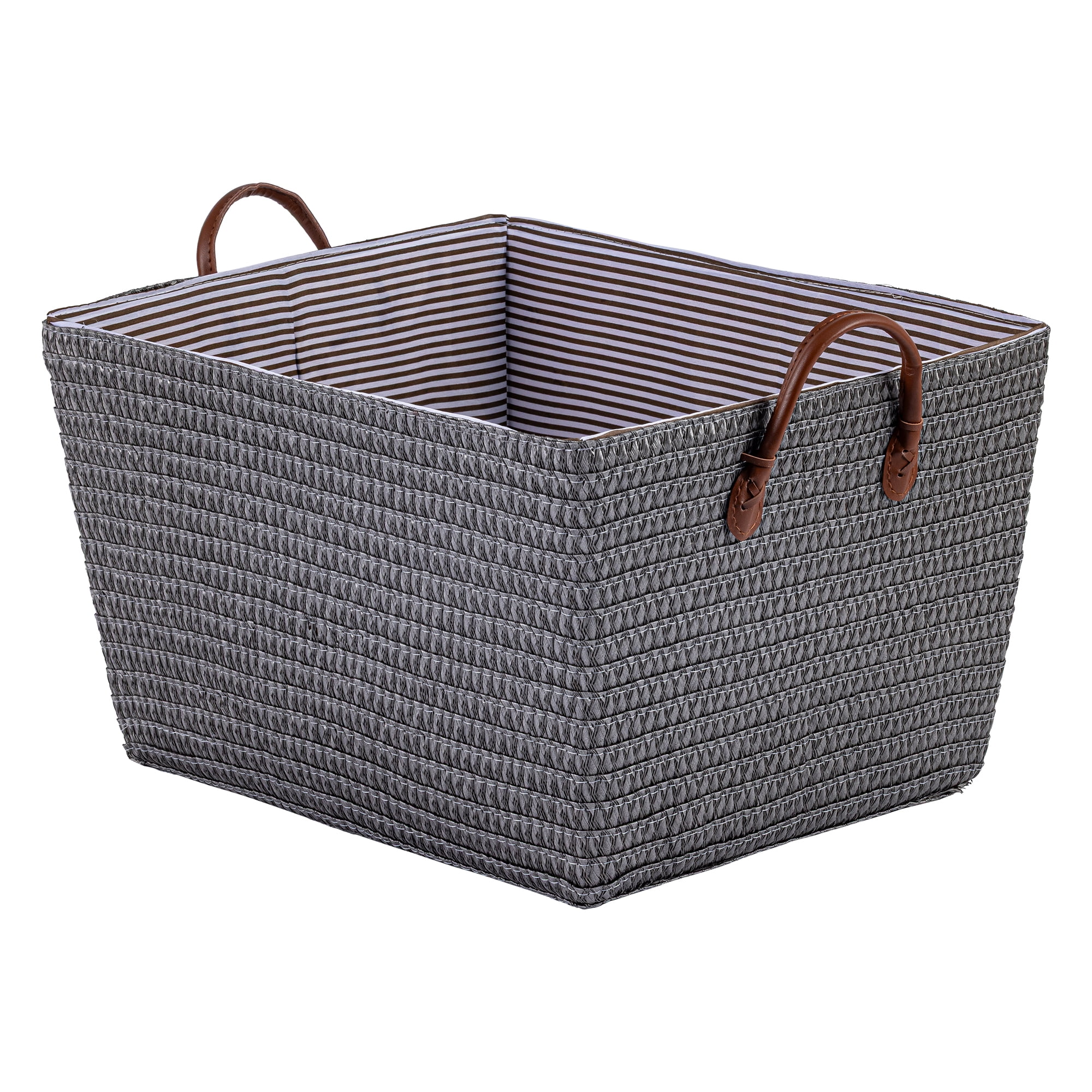 Unique Bargains Good-quality Woven Shelf Closet Storage Bin Grey 17.7*13.8*9.8in