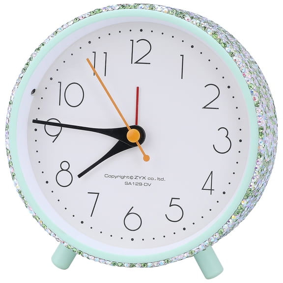 Unique Bargains Gorgeous Rhinestone Inlay Alarm Clock Green 4.6"L x 2.0"W x 5.1"H