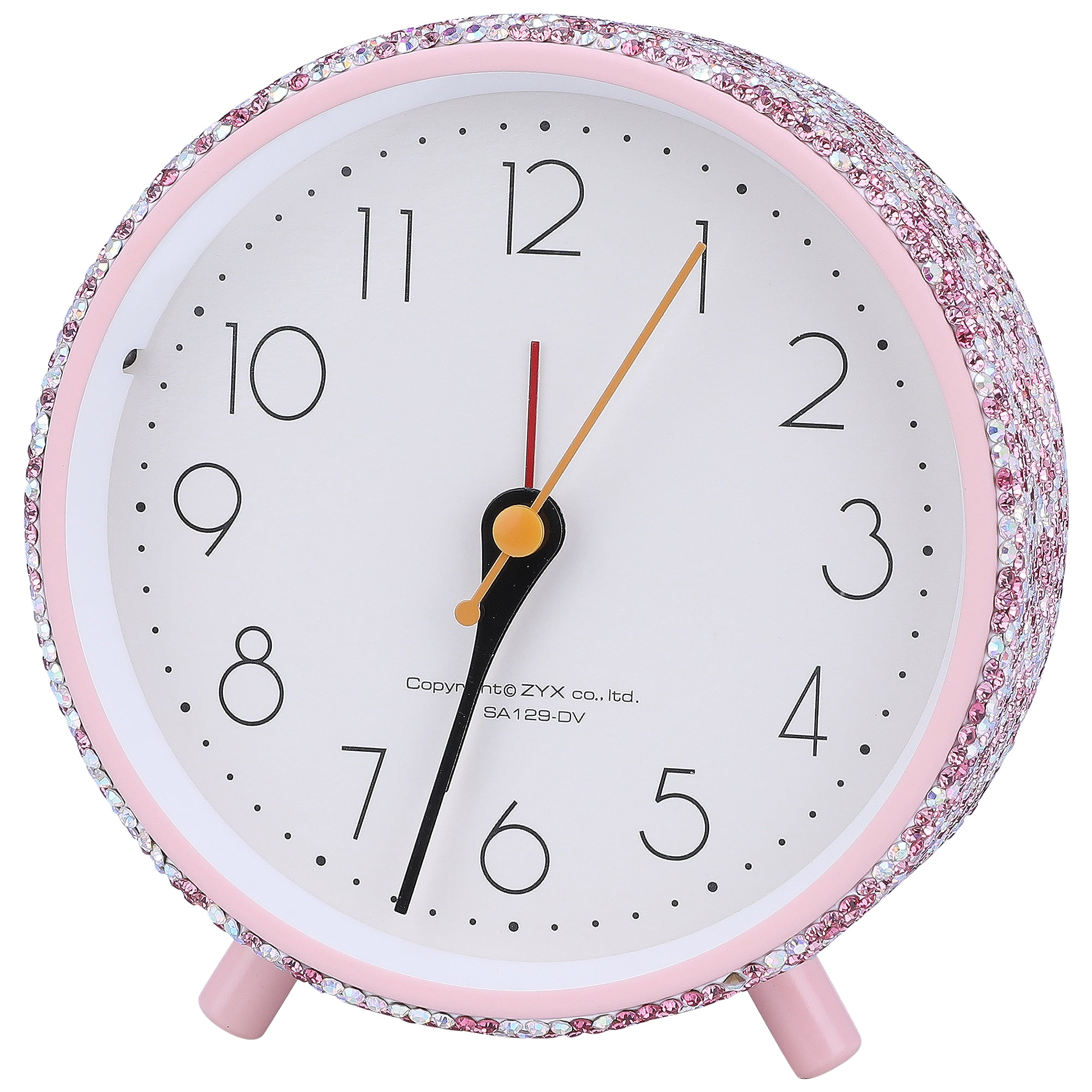 Unique Bargains Gorgeous Rhinestone Inlay Alarm Clock Pink 4.6"L x 2.0"W x 5.1"H