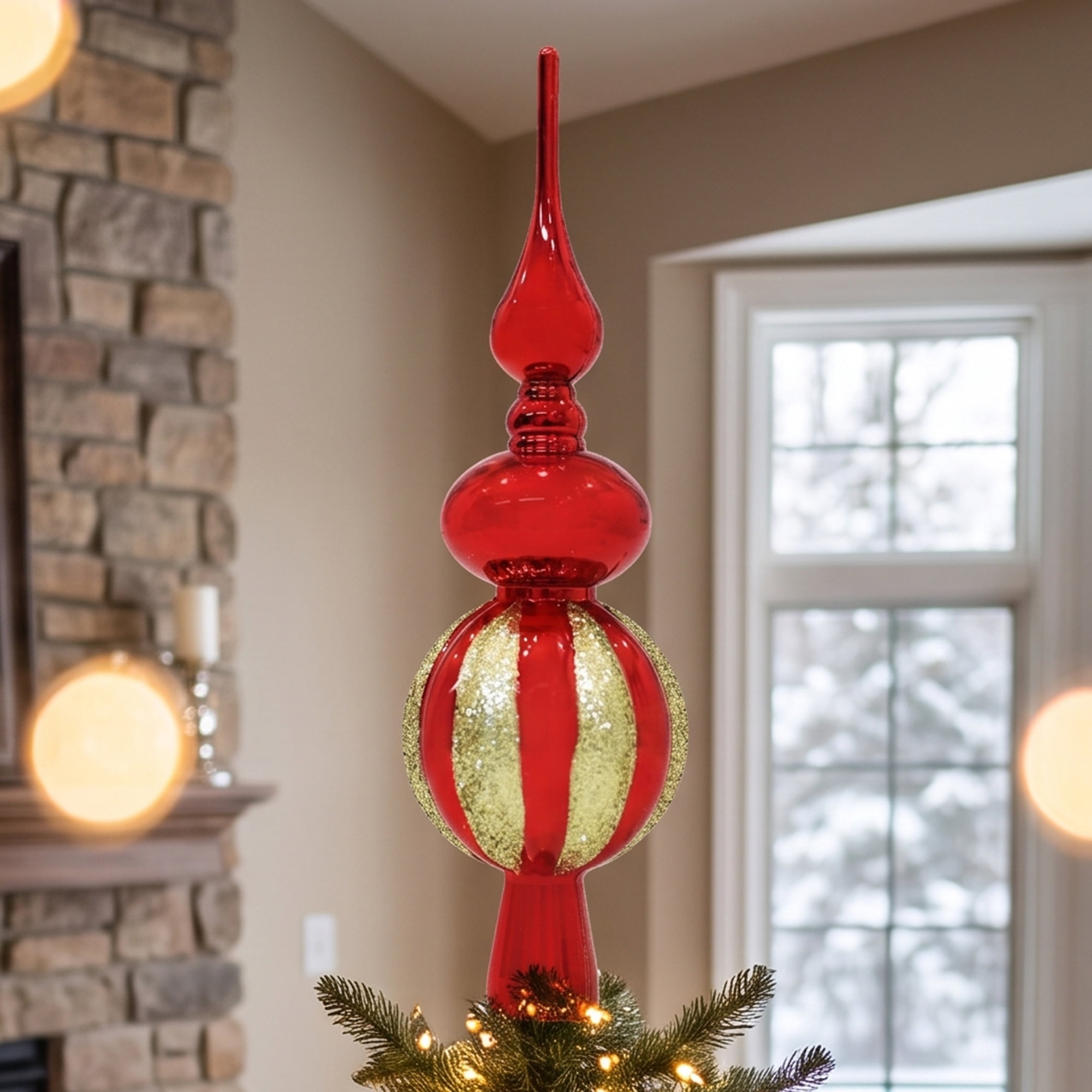 Unique Bargains Gourd-inspired Design Deep Canopy Mount Accent Red 2.6" x 2.6" x 9.1"