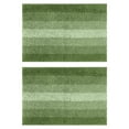 thumbnail image 1 of Unique Bargains Gradient Color Striped Bath Mats 2 Pcs Non-Slip Bathroom Rugs Green 16" x 24", 1 of 6
