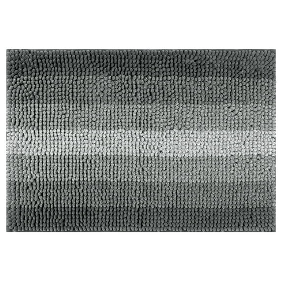 Unique Bargains Gradient Color Striped Bathroom Rugs Non-Slip Bath Carpet Bath Mats Black-2 20"x32"