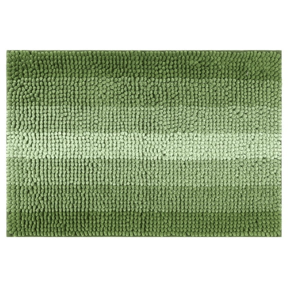 Unique Bargains Striped Bathroom Rugs Non-Slip Bath Carpet Bath Mats Green-1 16"x24"
