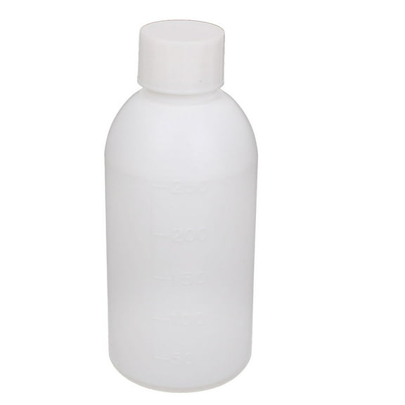 Unique Bargains Graduated 250ml Plastic Bottle HDPE White Watertight Screw-Top Lid w Inner Cap