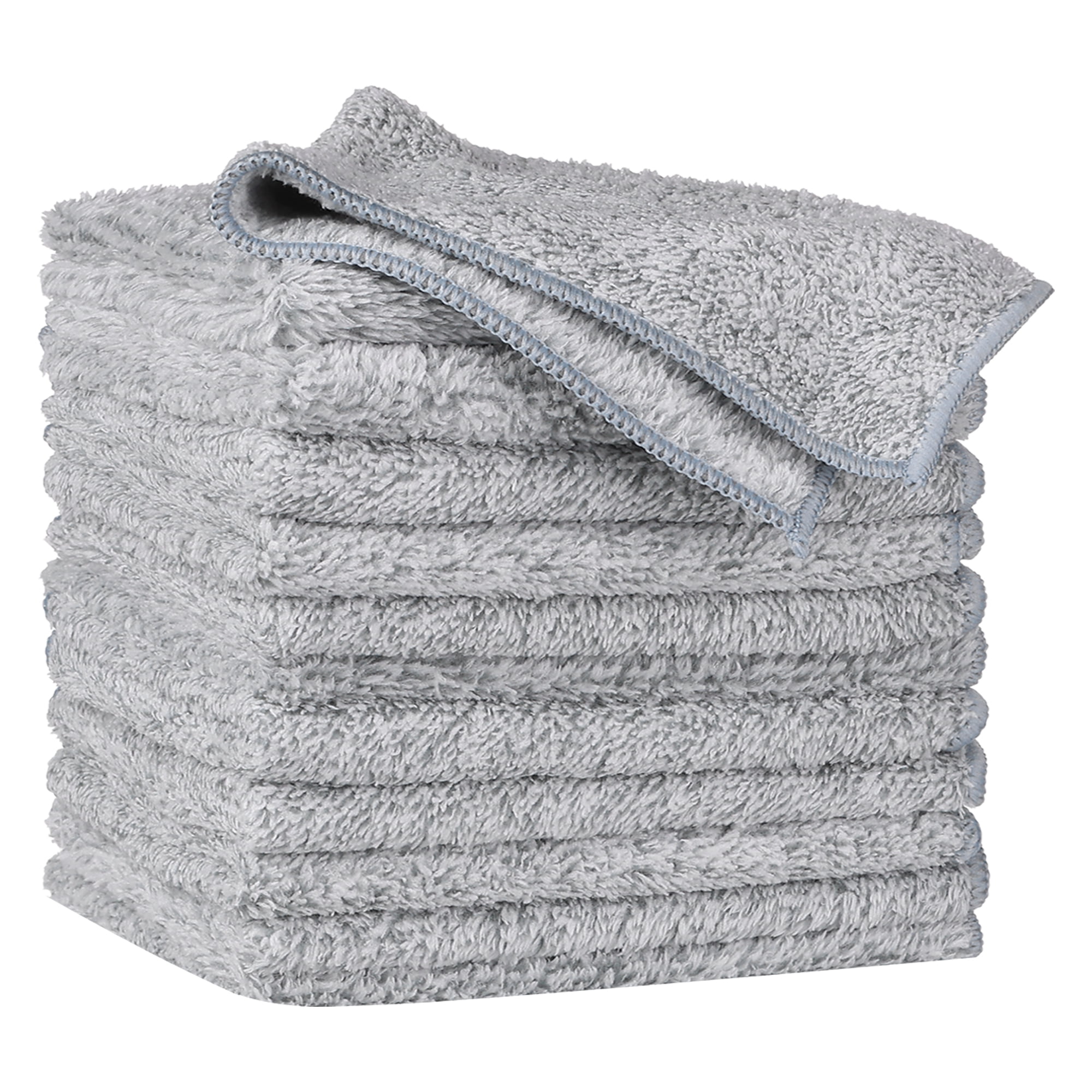 Unique Bargains Gray Microfiber Absorbent Lint Free Cleaning Rags 12 10"x10"