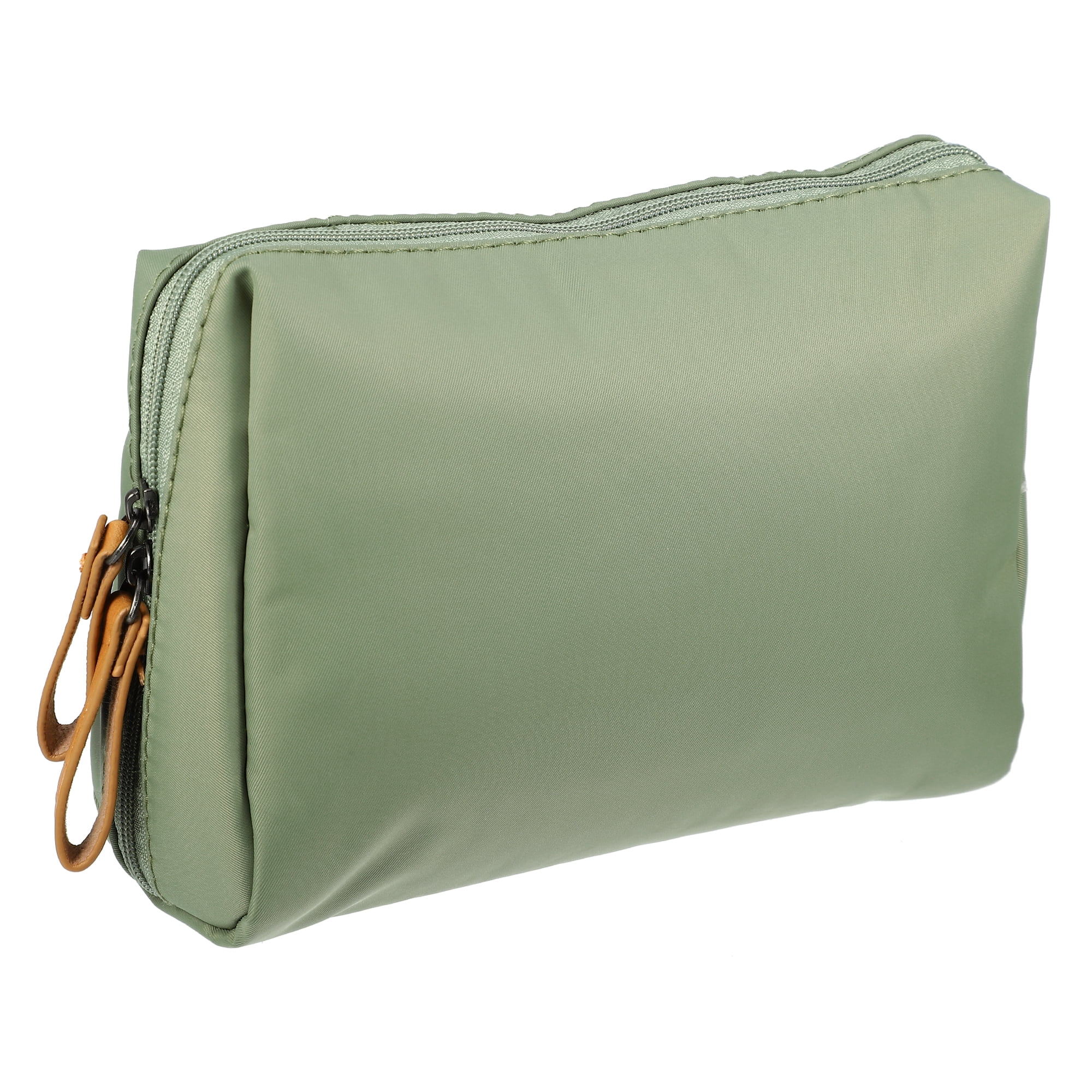 Unique Bargains Great Large Durable Storage Makeup Bag for Purse Travel Dark Green Beige