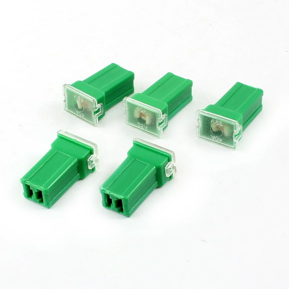 Unique Bargains Green 40A 32V Plastic Case Female Plug in Cartridge PAL Fuse 5 Pcs