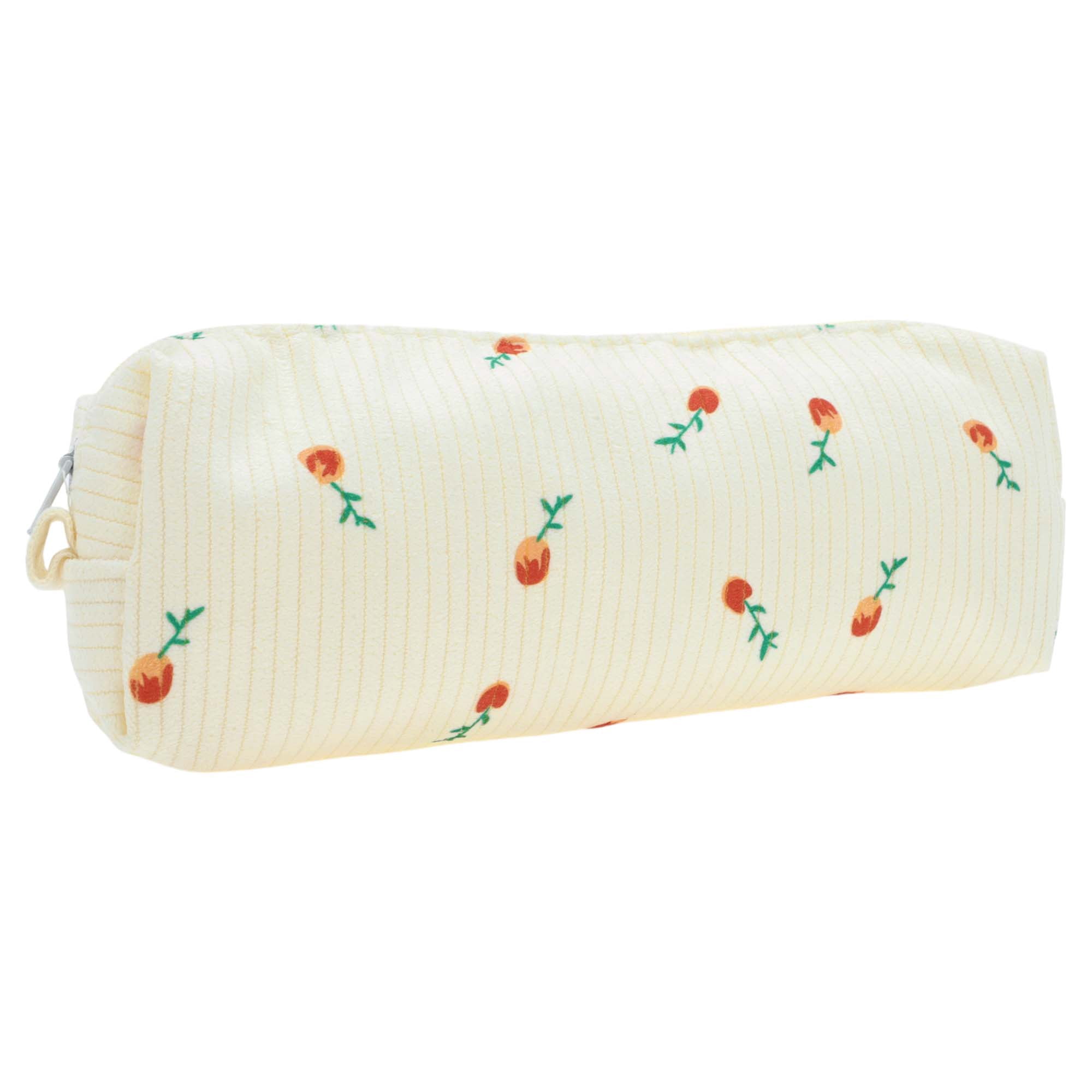 Unique Bargains Pencil Case Grid Print Pen Pouch Stationery Bag for Organizer Apricot Floral