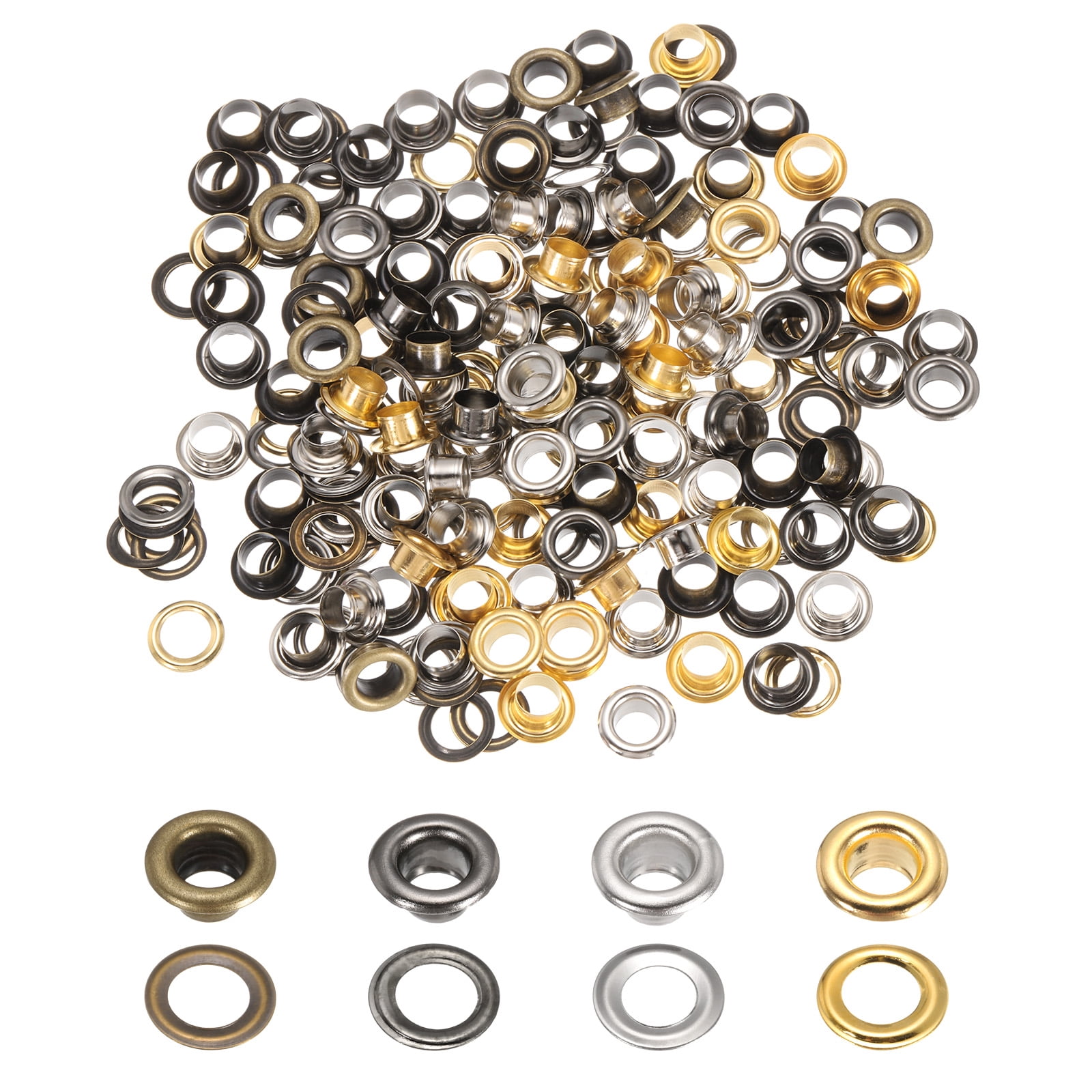 Unique Bargains Grommets Eyelets with Washers Crafting Repair Gold/Silver/Gray/Bronze 5mm