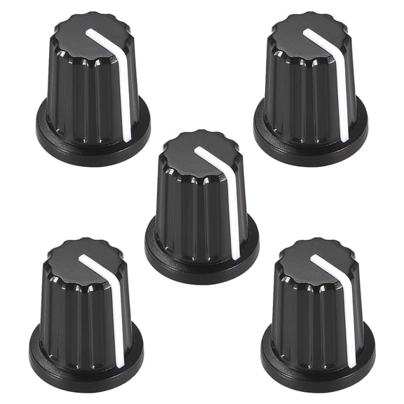 Unique Bargains Guitar Volume Knob Plastic D Type Potentiometer Black White 0.24-inch 5Pcs(180 Degree)