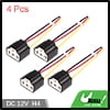 Unique Bargains H4 Car Light Socket Female Ceramic Headlight Wire Harness Connector DC 12V 4pcs