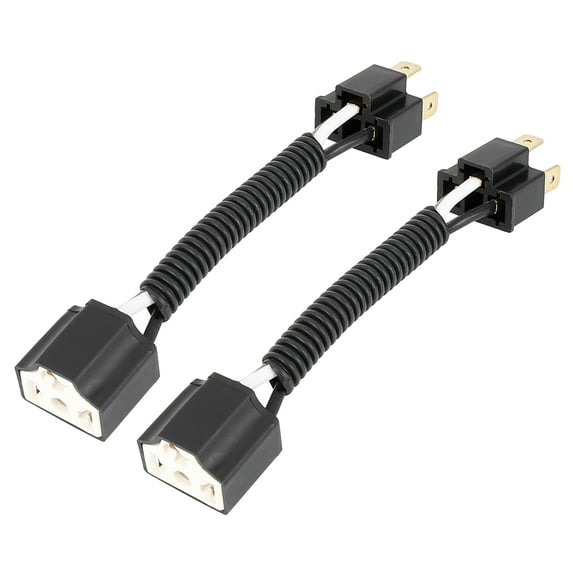 Unique Bargains H4 Male to Female Ceramic Headlight Extended Connector Adaptor Socket 2pcs