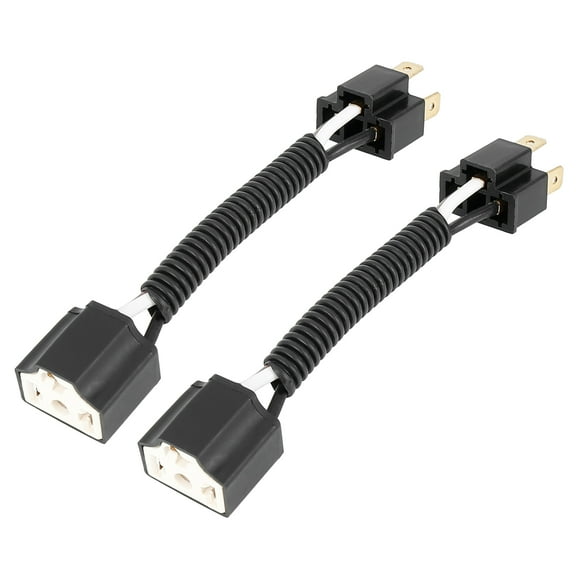 Unique Bargains H4 Male to Female Ceramic Headlight Extended Connector Adaptor Socket 2pcs