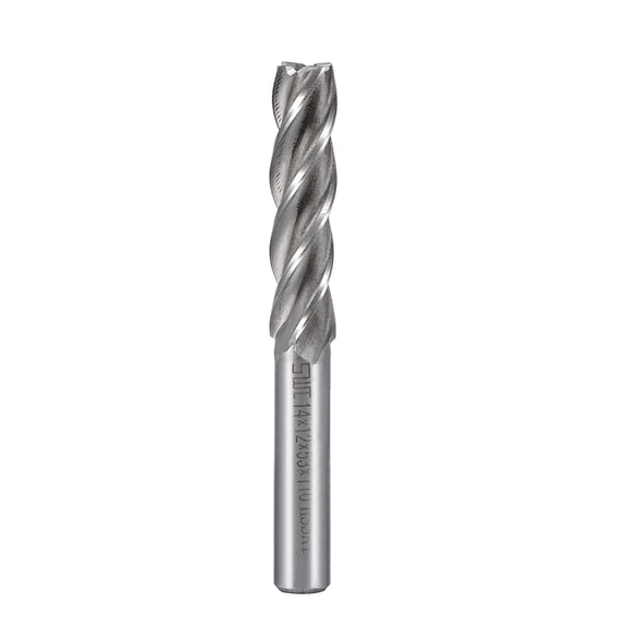 Unique Bargains HSS-AL 4 Flute Straight End Mill Cutter CNC Router Bit, 14 x 12 x 53mm