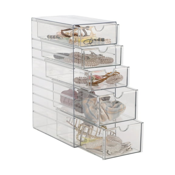 Unique Bargains Hair Accessories Organizer Multi-layer Storage Drawers Organizer Box with 5 Drawers Clear