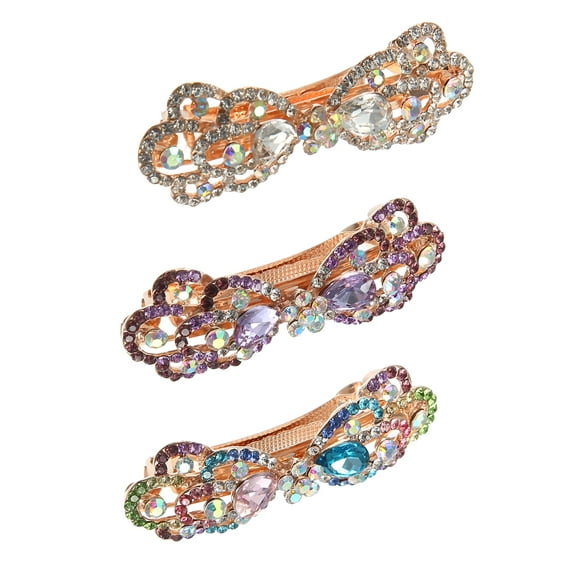 Unique Bargains Hair Barrettes Accessories for Women Hair Clips Sparkly Glitter Hairpin 3 Pcs Purple White Multicolor