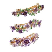 UNIQUE BARGAINS Hair Barrettes Accessories for Women Hair Clips Sparkly Rhinestones Hairpin 3 Pcs Purple