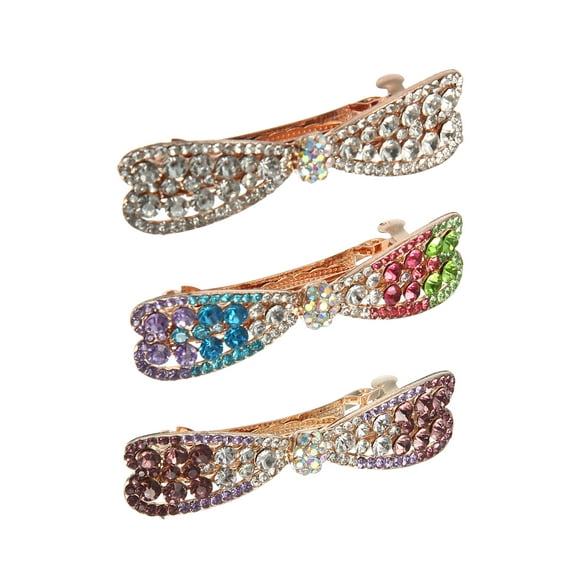 Unique Bargains Hair Barrettes for Women Hair Clips Sparkly Glitter Hairpin 3 Pcs White Purple Multicolor