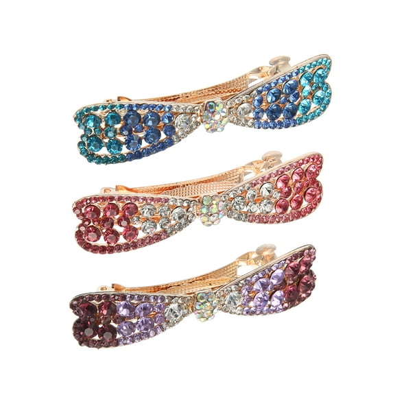 Unique Bargains Hair Barrettes for Women Hair Clips Sparkly Hairpin 3 Pcs Blue, Pink, Purple