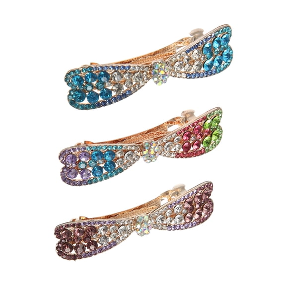 Unique Bargains Hair Barrettes for Women Hair Clips Sparkly Hairpin 3 Pcs Purple, Blue, Multicolor