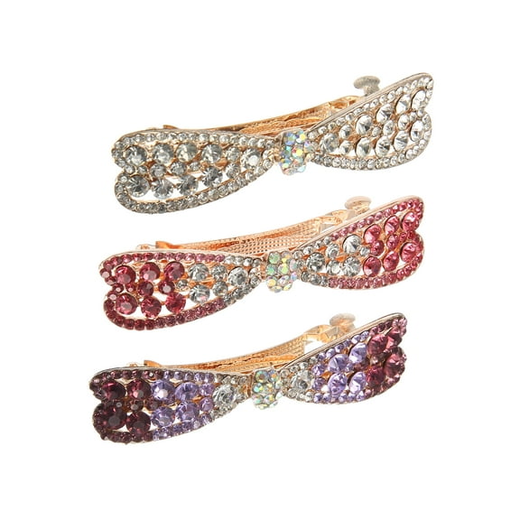Unique Bargains Hair Barrettes for Women Hair Clips Sparkly Hairpin 3 Pcs White, Pink, Purple