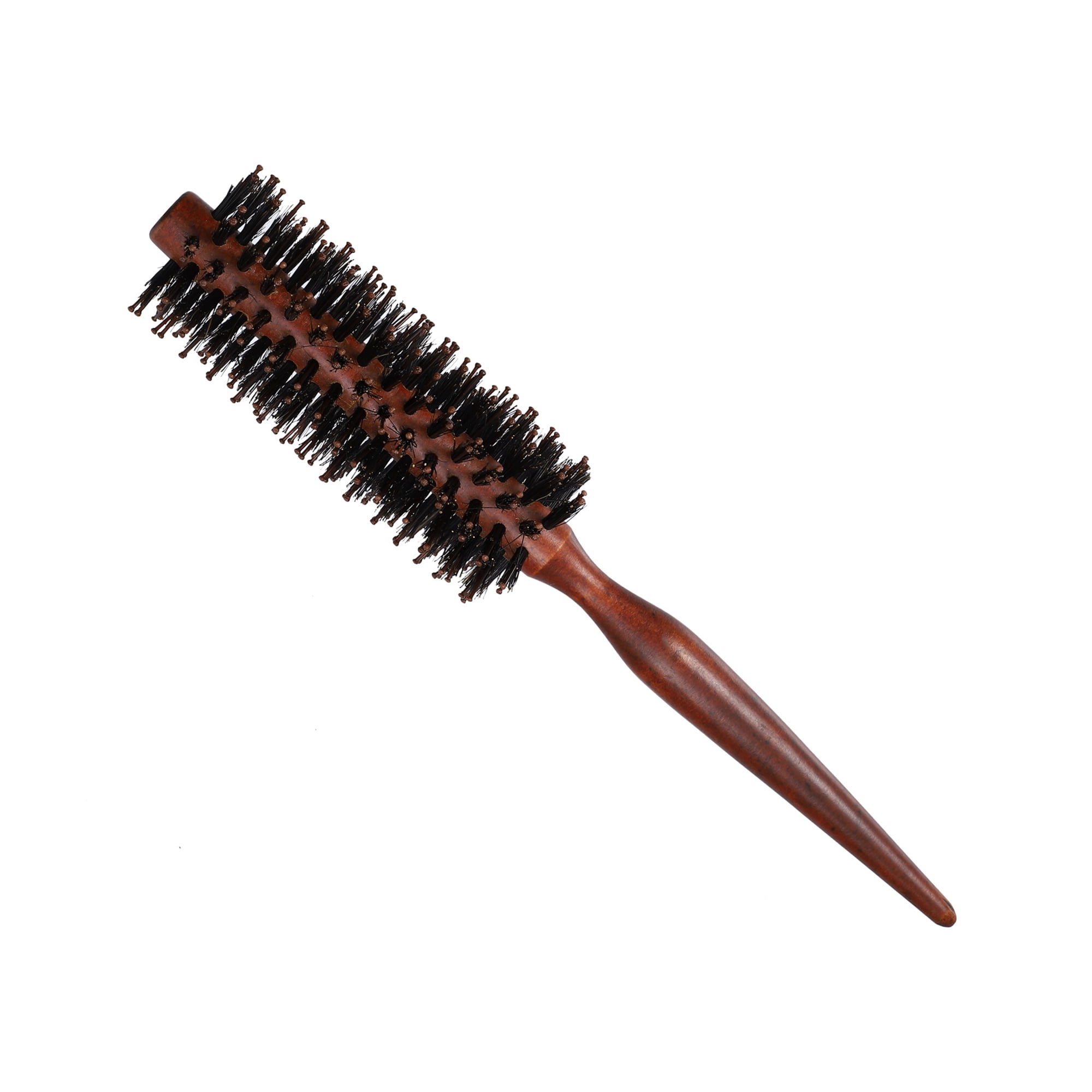 Unique Bargains Hair Brush Round Brush Hairstyle Wavy Styling Tool Brush 1.57 inch Wood Brown, Size: Small