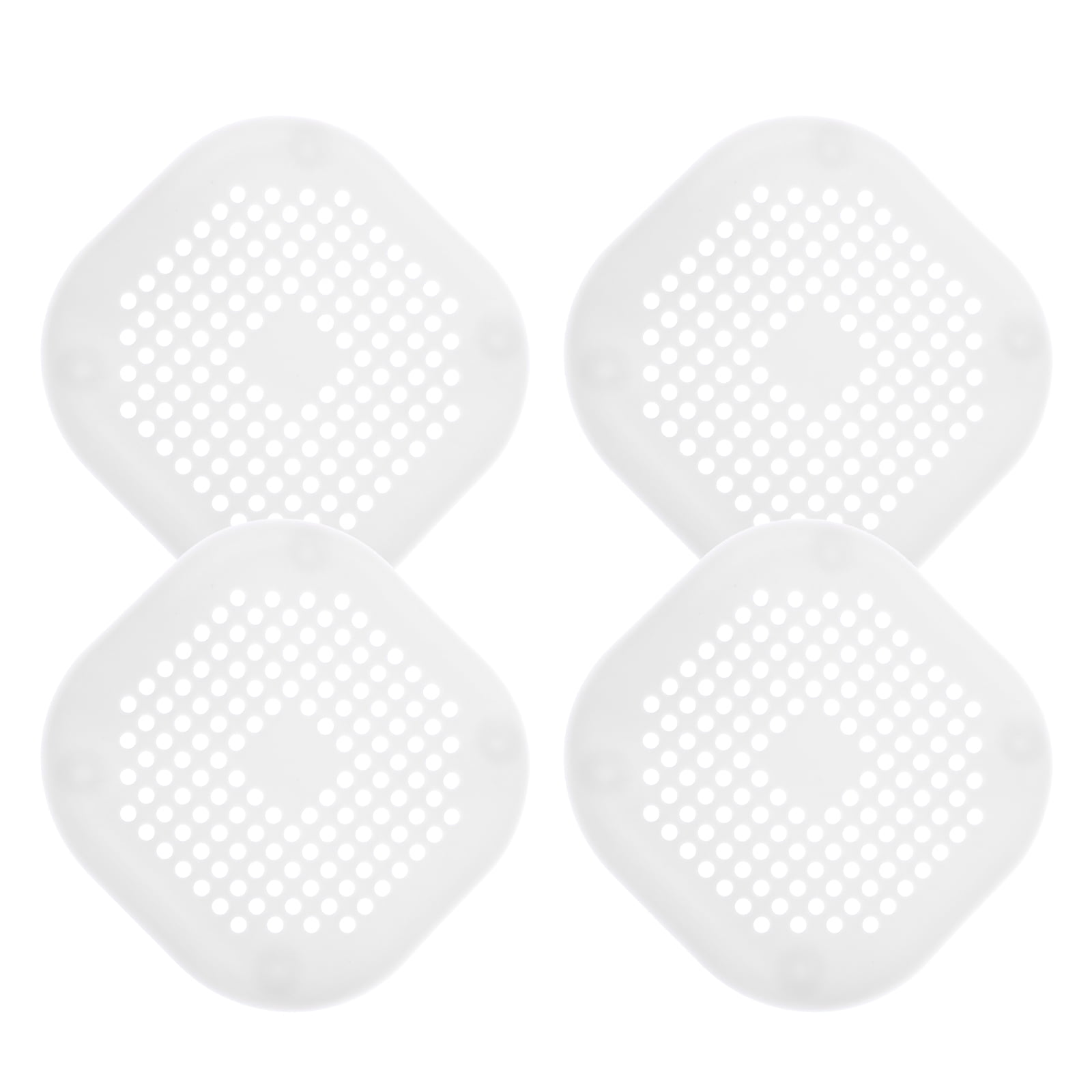 Unique Bargains Hair Catcher with Suction Cup Silicone Strainer 5.5" White 4Pcs