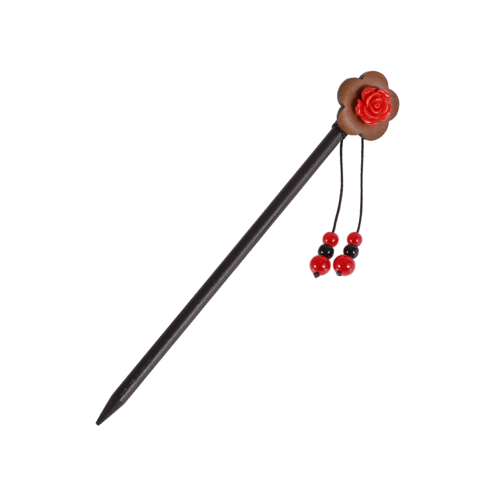 Unique Bargains Hair Chopstick for Women Black Red 1 Pc [Flowers]