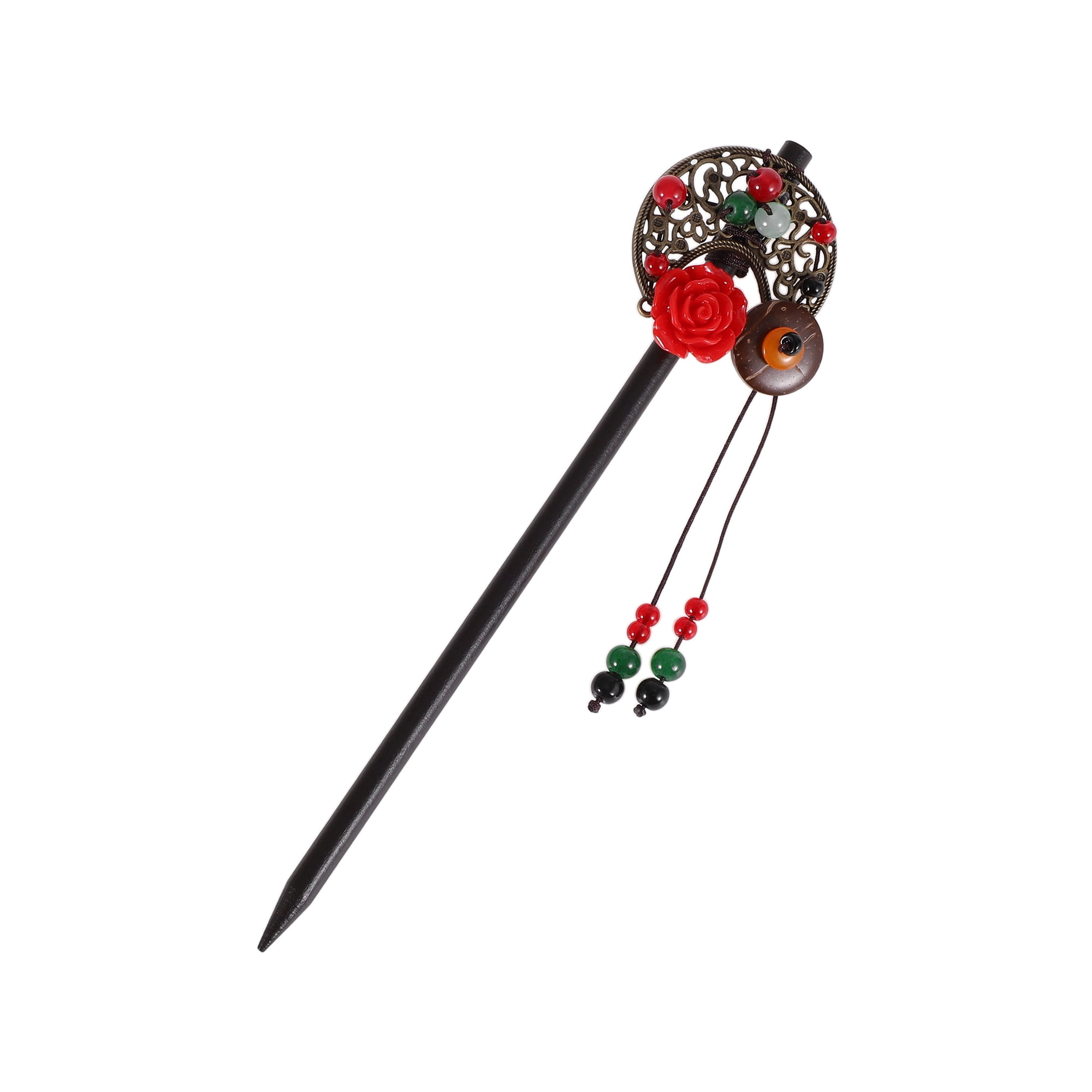 Unique Bargains Hair Chopstick for Women Black Red 1 Pc [Retro Style]