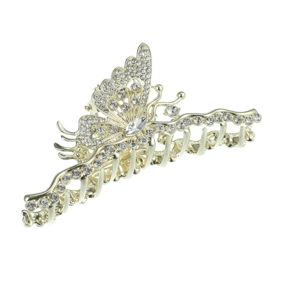 Unique Bargains Hair Clip Classic Butterfly Shape Hair Clip Elegant Luxurious Cute Hair Accessories for Women Gold Tone