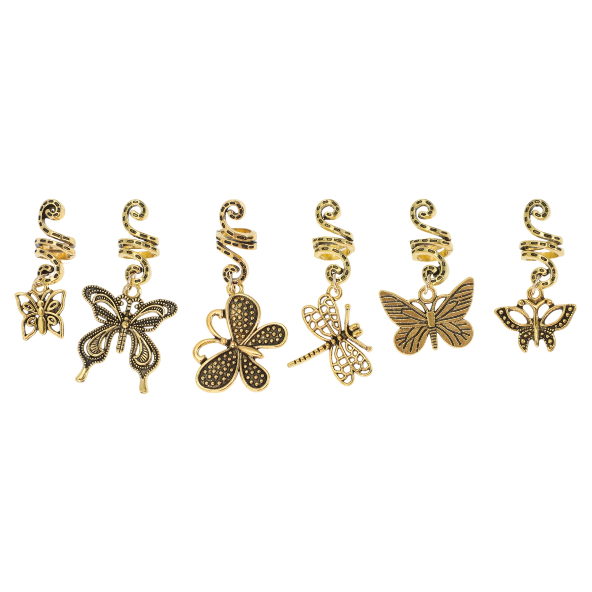 Unique Bargains Hair Cuffs Dreadlock 6 Pcs [Snake-shaped Butterfly Dragonfly]