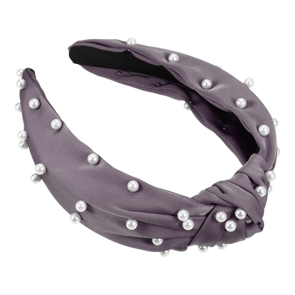 Unique Bargains Hair Headband Faux Pearl Knotted Headband for Women Girl Purple 6.69"x4.72"x1.38" Wide Headband