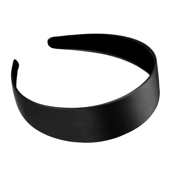 Unique Bargains Hair Headband Wide Satin Headband for Women Girl Black 1.57" Wide Headband