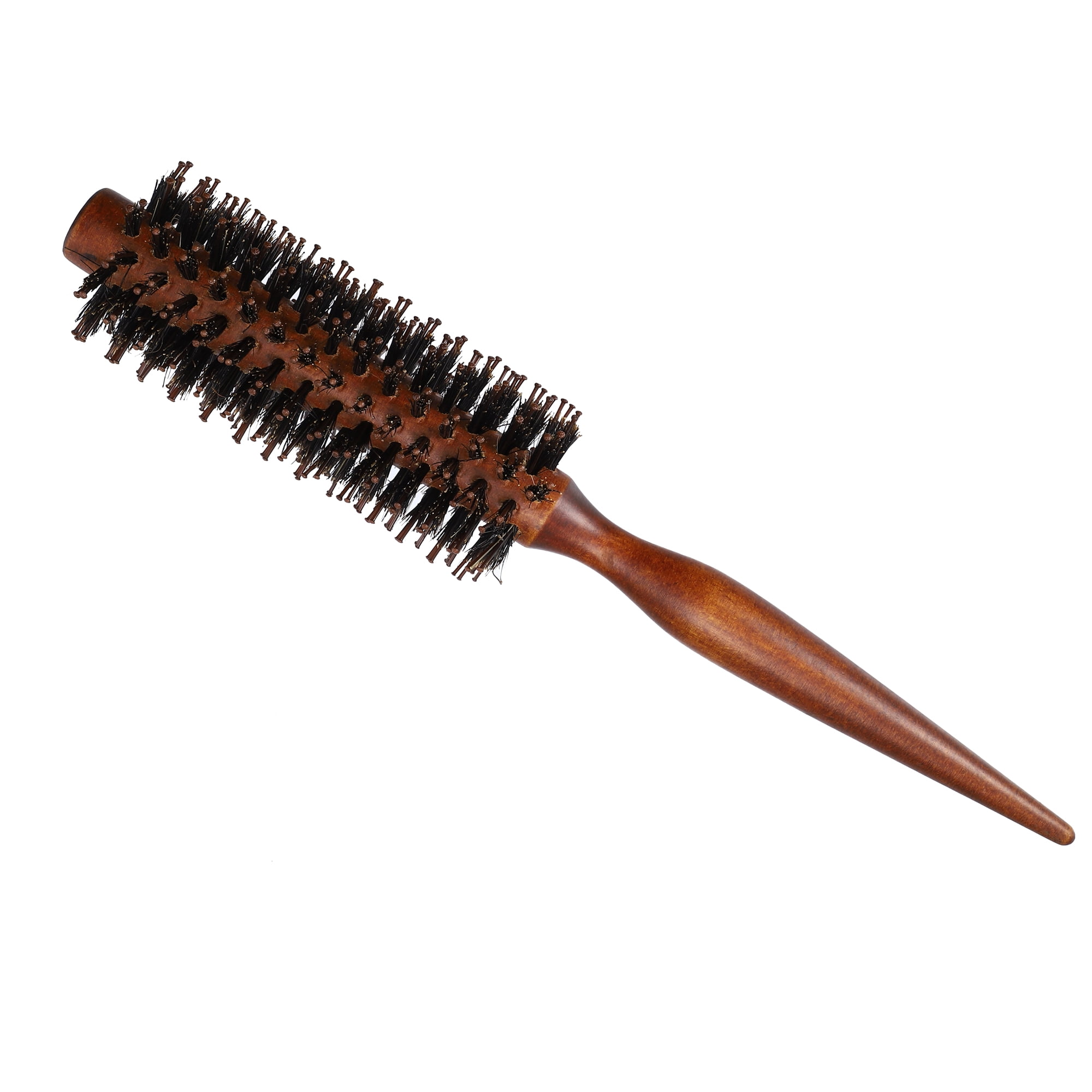 Unique Bargains Hair Round Comb Hairstyle Wavy Styling Tool Brush 1.89in Wood Brown 1.77"