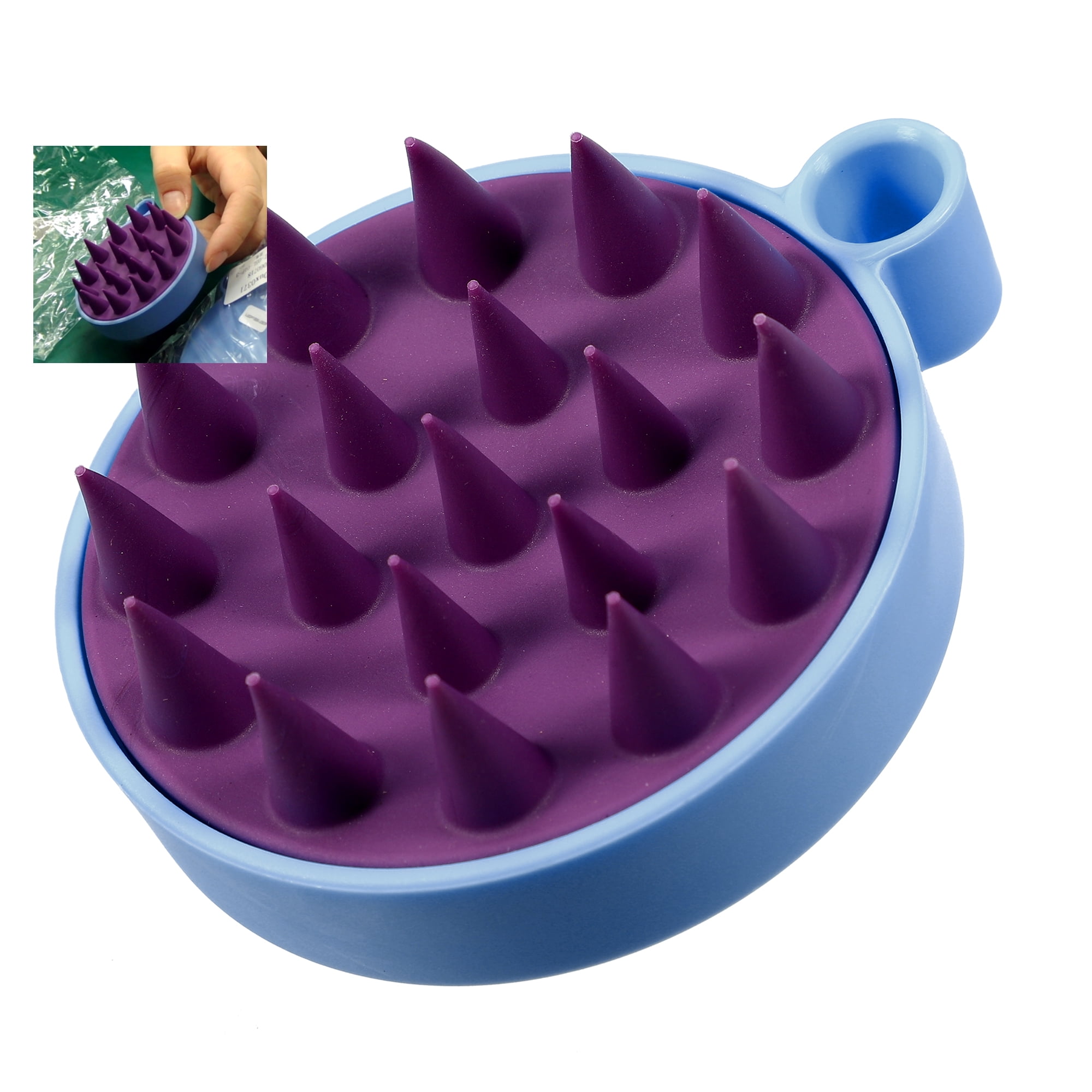 Unique Bargains Hair Scalp Massager Shampoo Brush 3.62"x3.07"x1.38" Blue Purple