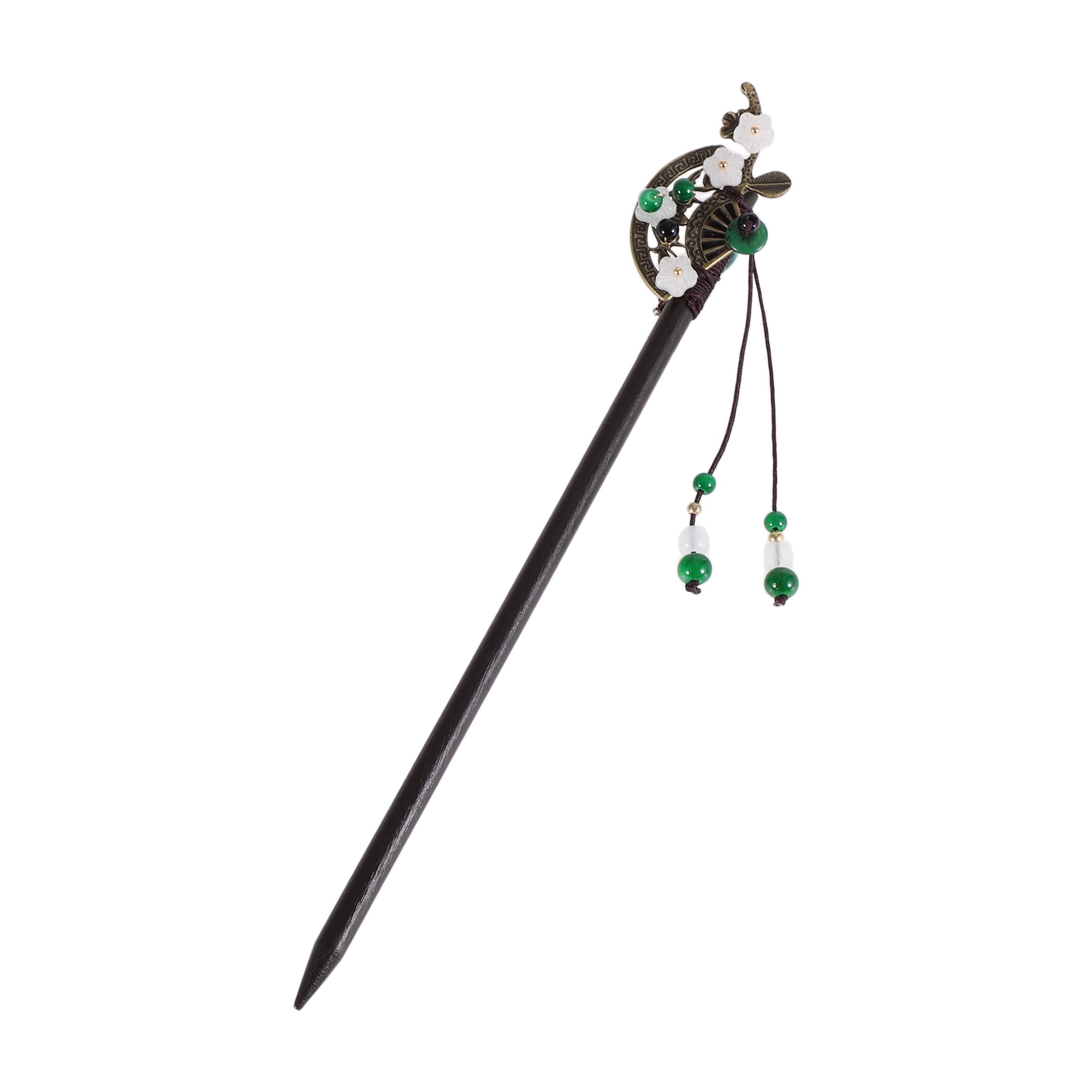Unique Bargains Hair Stick Pin for Women 1Pc Black, Green [Flower Fan]