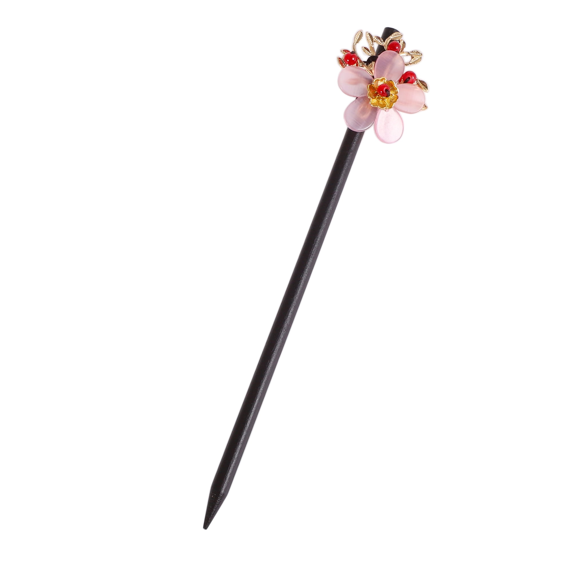 Unique Bargains Hair Stick Pin for Women 1Pc Black, Pink [Flower]