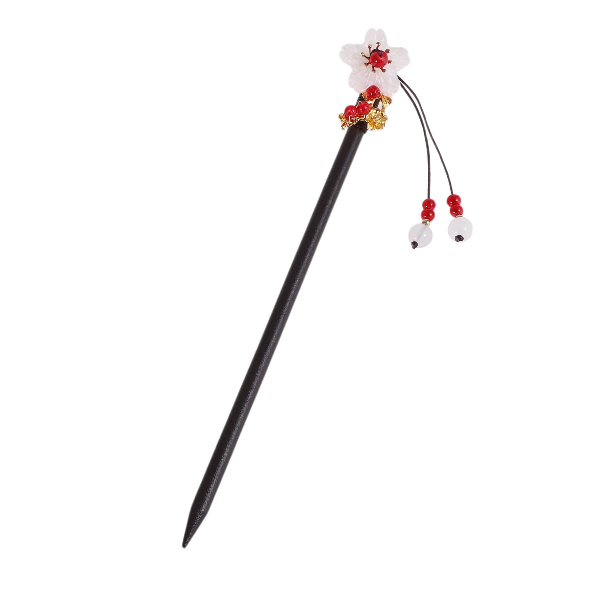 Unique Bargains Hair Stick Pin for Women 1Pc Black, Red, White [Classic Flower]