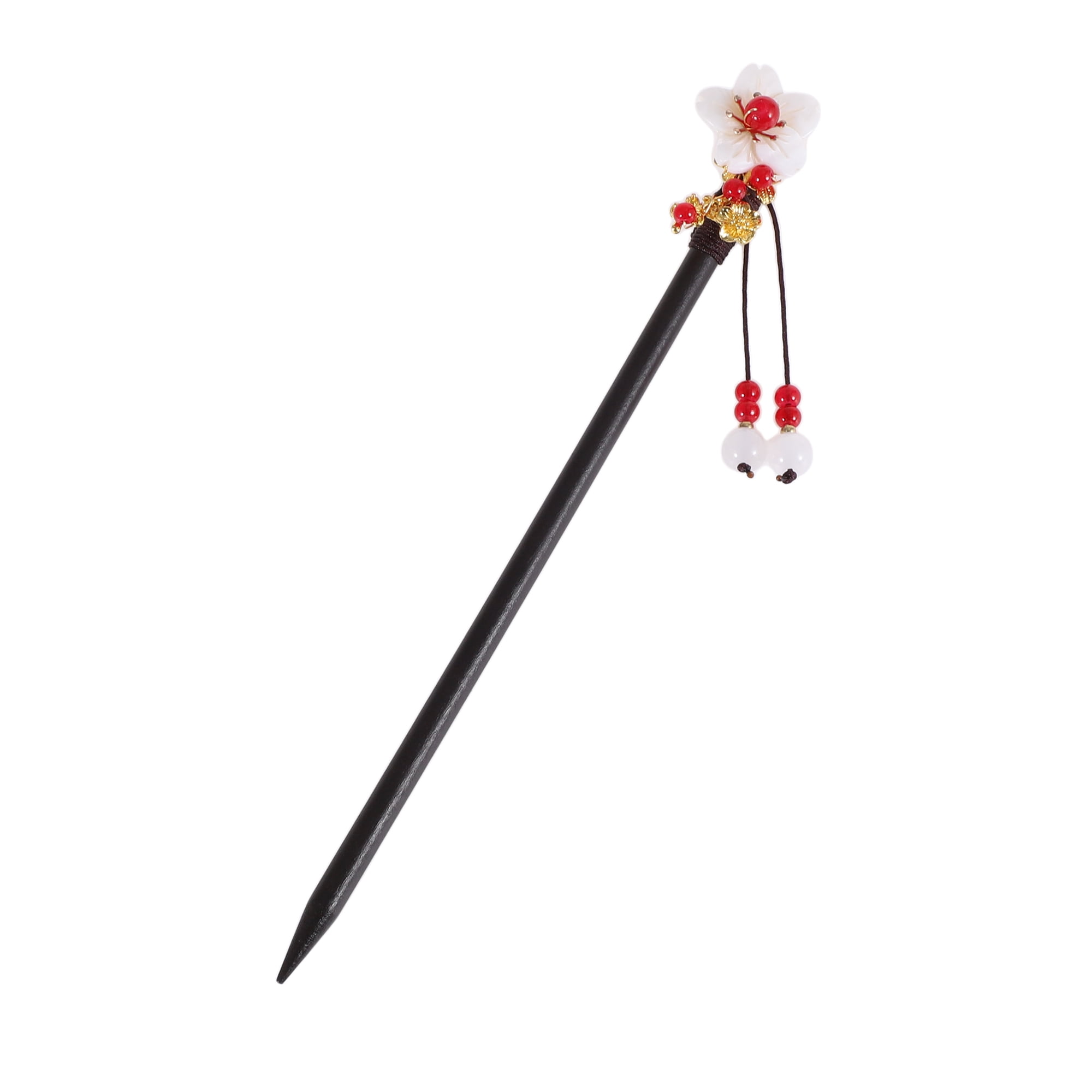 Unique Bargains Hair Stick Pin for Women 1Pc Black, Red, White [Flower Tassel]