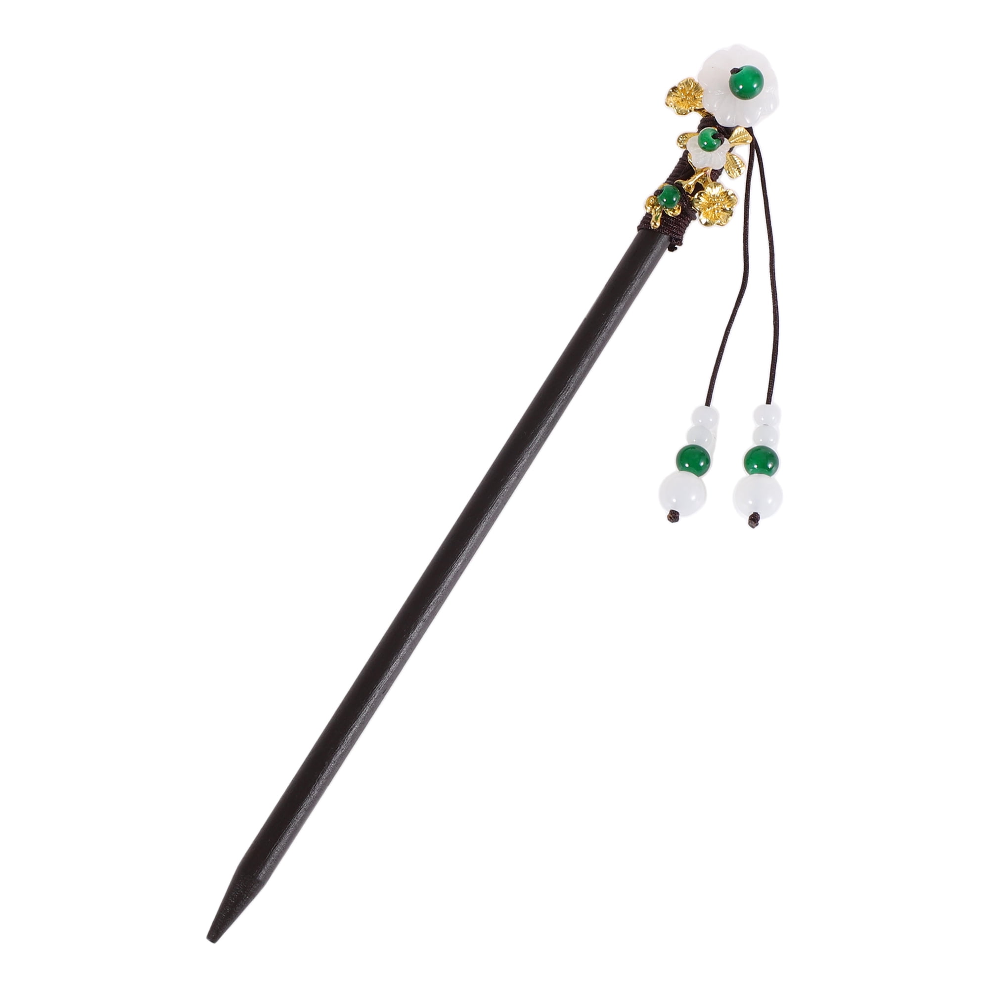 Unique Bargains Hair Stick Pin for Women 1Pc Black, White, Green [Retro Style Flower]