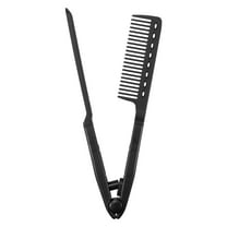 Unique Bargains Hair Straightening Comb Heat Resistance Home Straightener Hair Styling Comb ABS Black